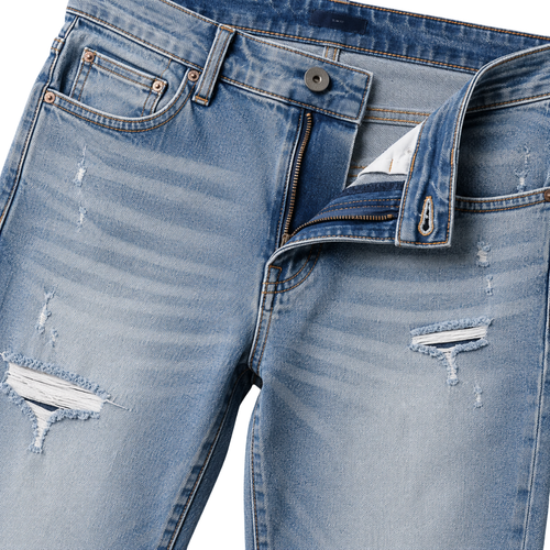 Distressed Slim-Fit Denim Jeans – Light Blue | Kollburm