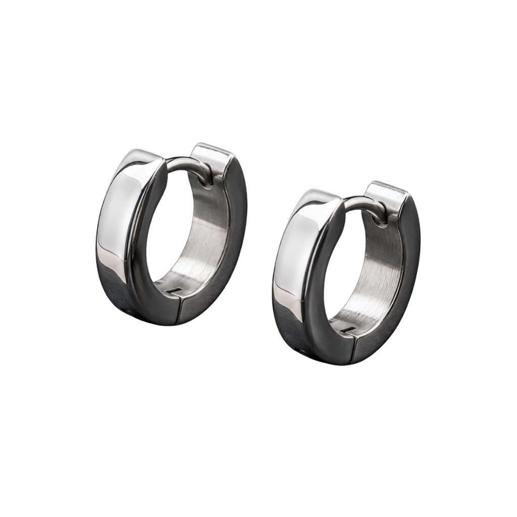Polished Stainless Steel Huggie Earrings – Silver | Kollburm