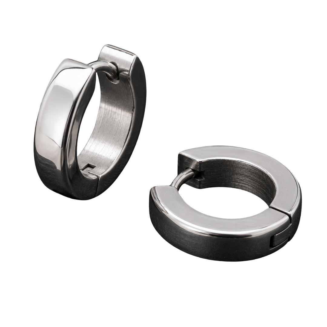 Polished Stainless Steel Huggie Earrings – Silver | Kollburm