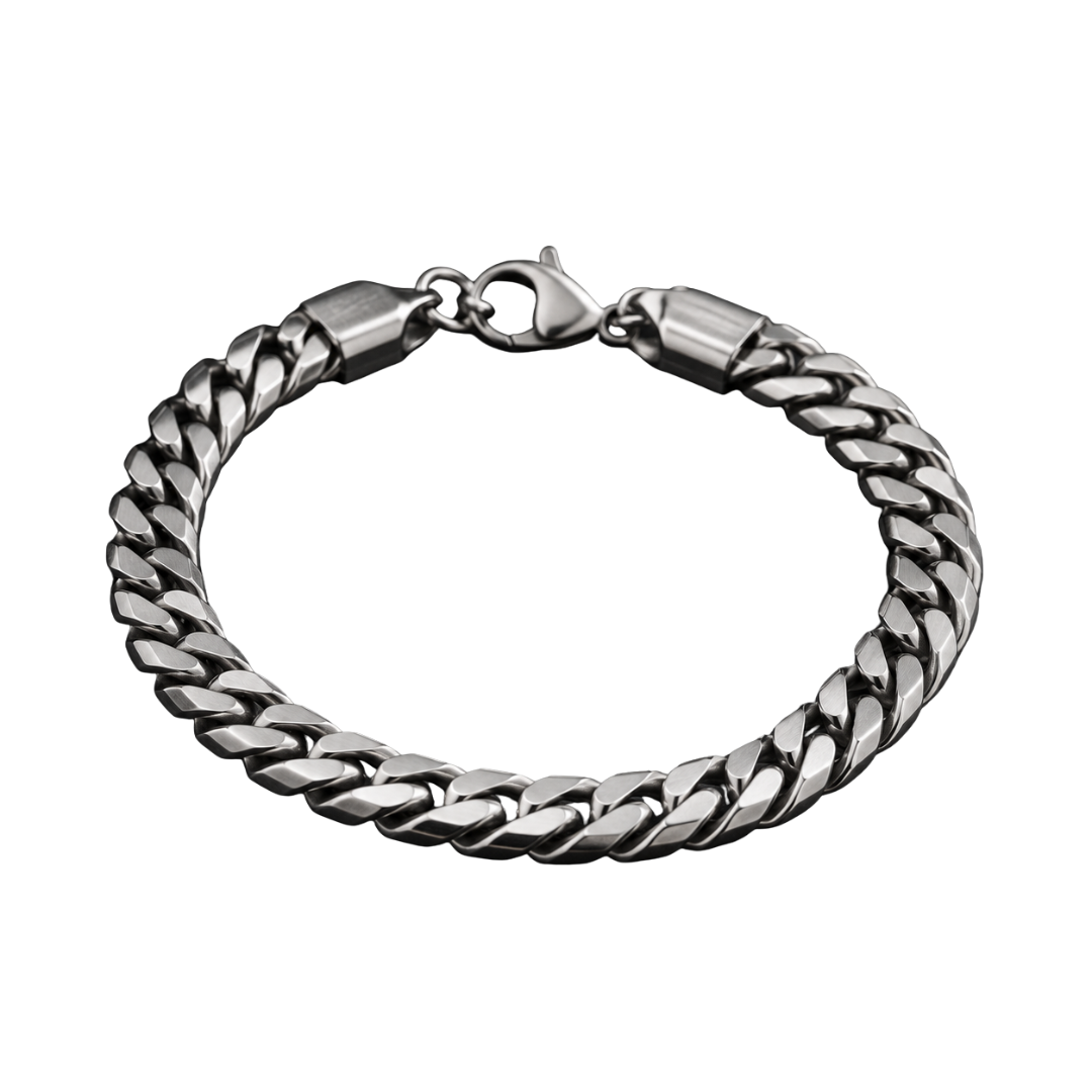 Polished Stainless Steel Cuban Link Bracelet – Silver | Kollburm