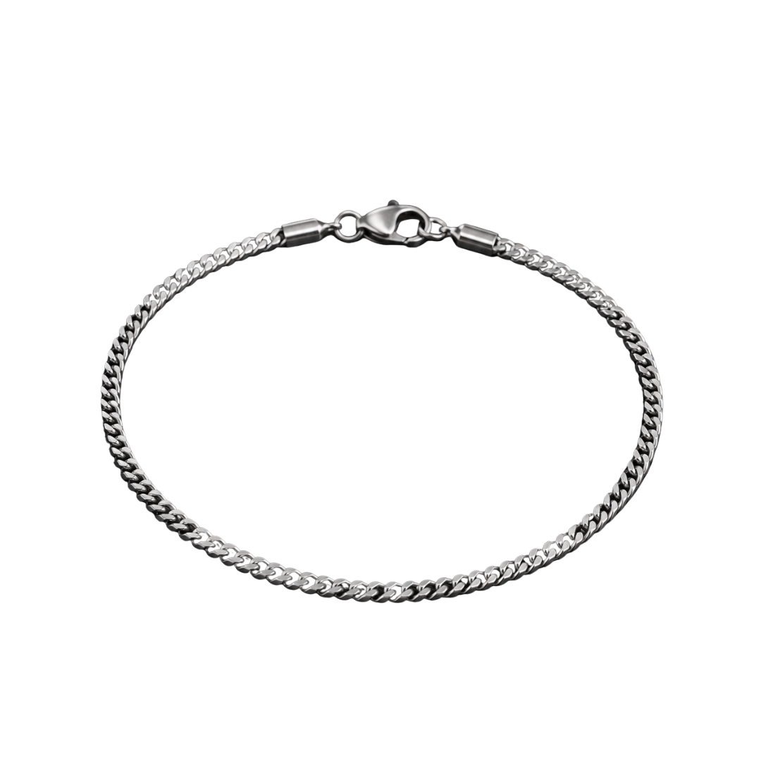 Slim Stainless Steel Curb Chain Bracelet – Silver | Kollburm