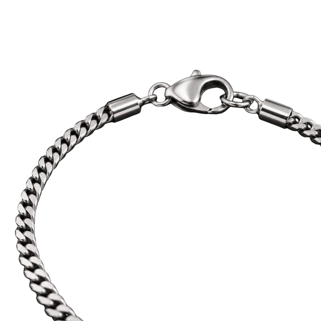 Slim Stainless Steel Curb Chain Bracelet – Silver | Kollburm