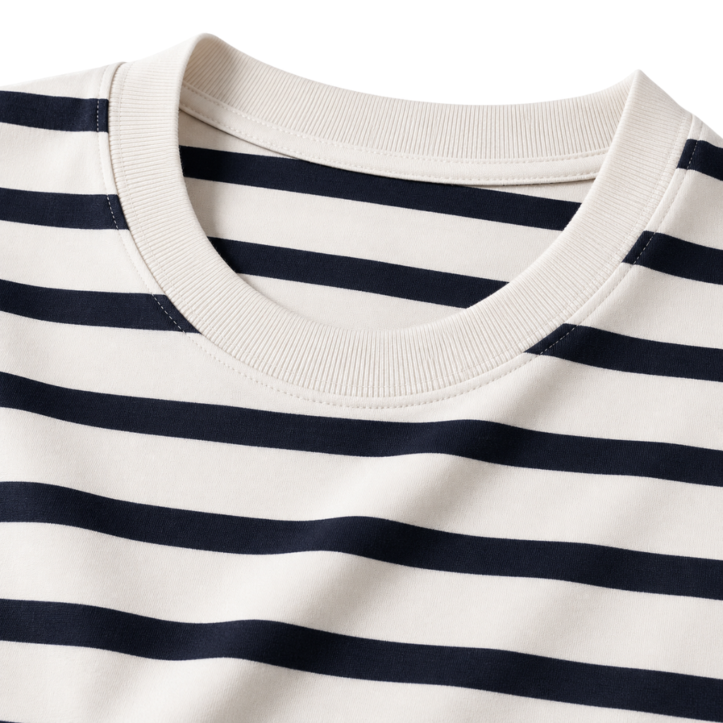 Premium Striped Cotton T-Shirt – Ecru & Navy | Kollburm