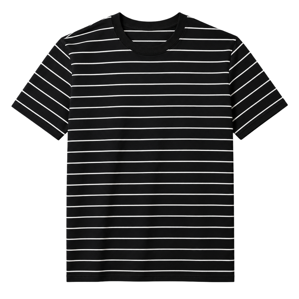 Fine Stripe Cotton T-Shirt – Black & White | Kollburm