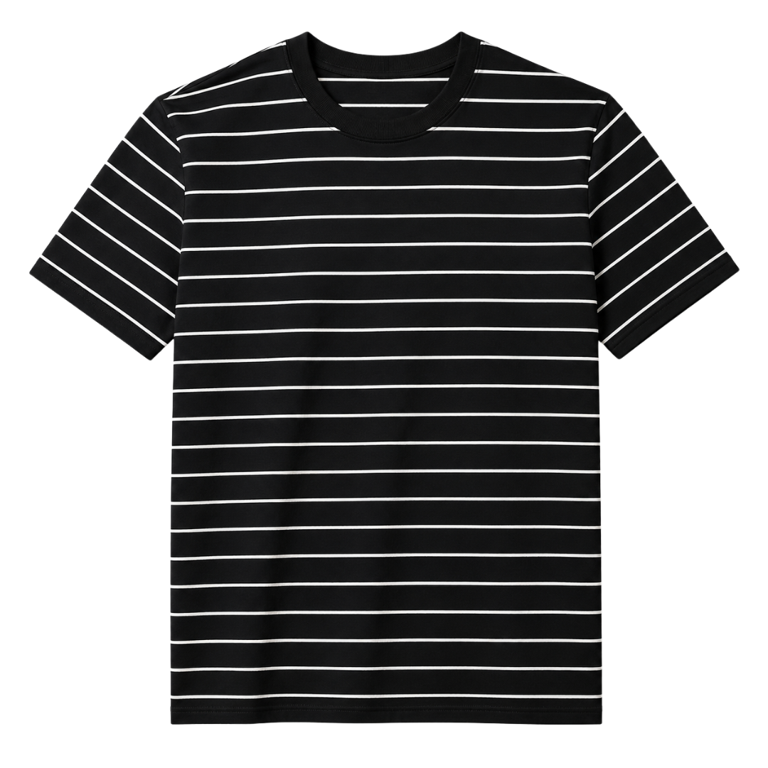 Fine Stripe Cotton T-Shirt – Black & White | Kollburm