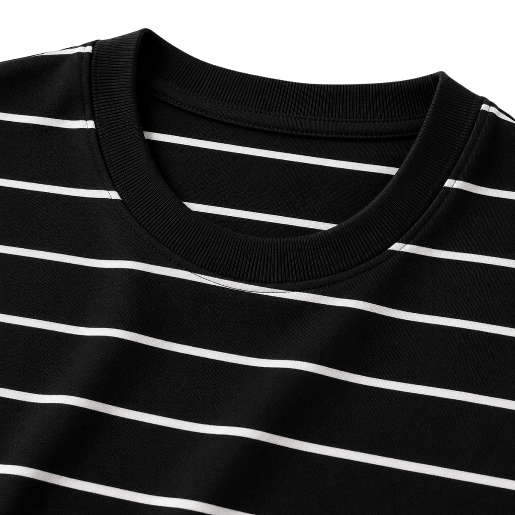 Fine Stripe Cotton T-Shirt – Black & White | Kollburm