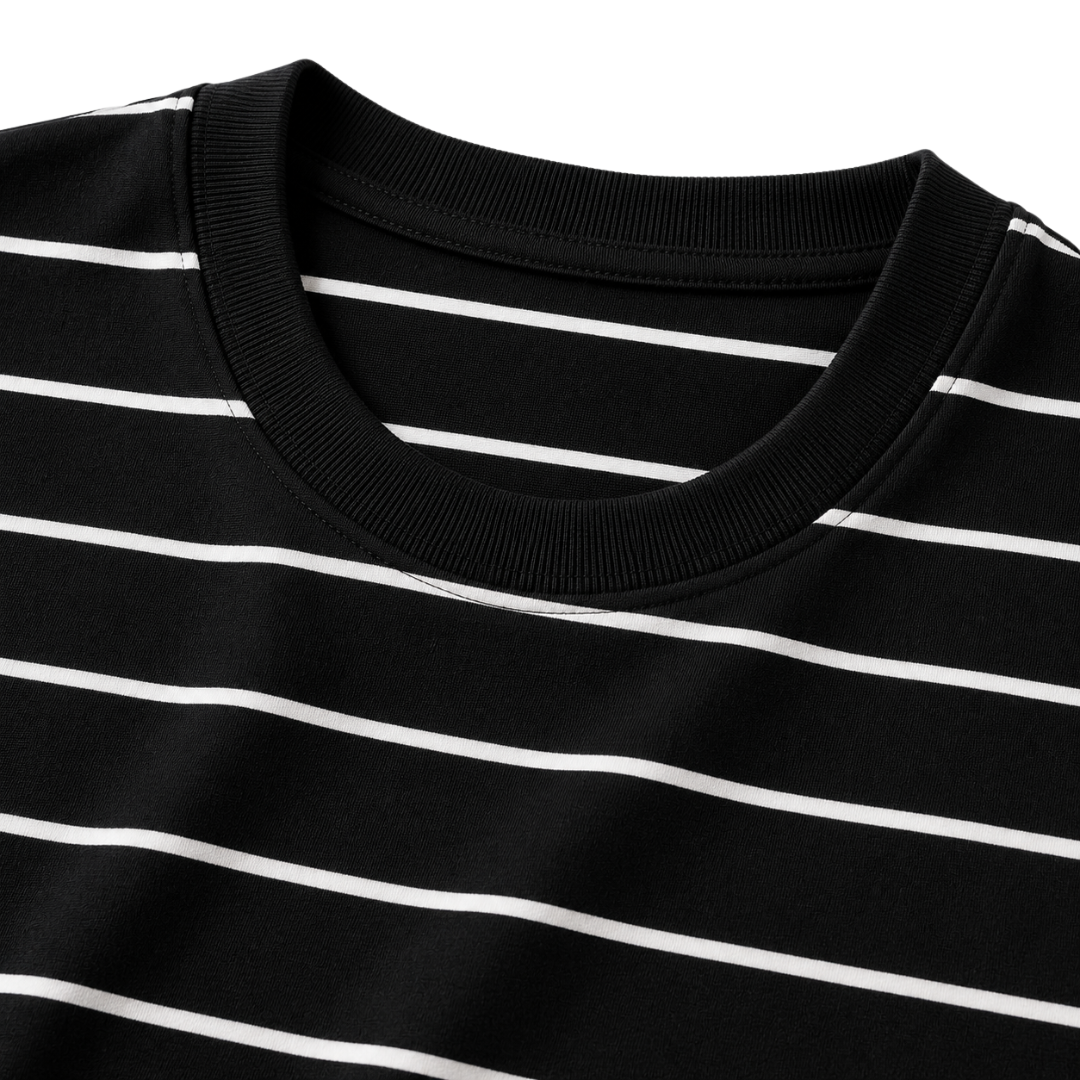 Fine Stripe Cotton T-Shirt – Black & White | Kollburm
