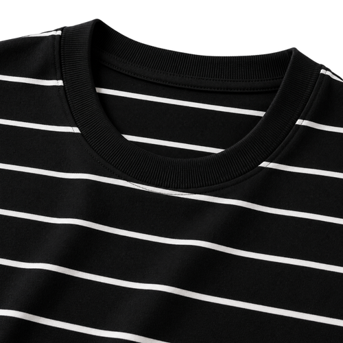Fine Stripe Cotton T-Shirt – Black & White | Kollburm